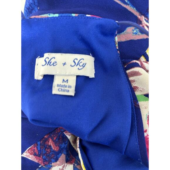 Whimsygoth coquette romantic She + Sky Blue Ruched Waist Open Back Romper Sz M - Picture 6 of 9